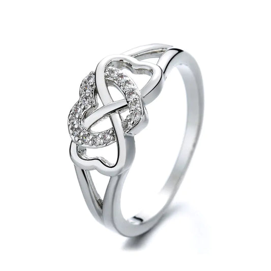 Double Twisted Hollow Heart Shape Ring for Women