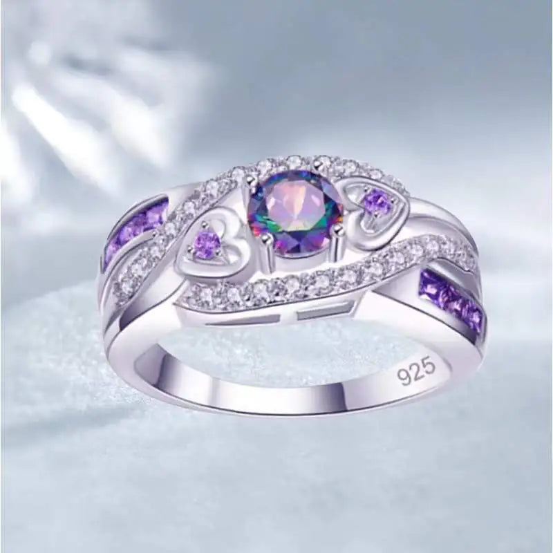 Classic Heart Shape Amethyst Ring for Women